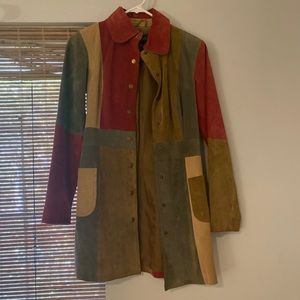 100% Leather multi color patchwork jacket